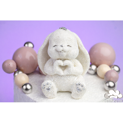 Шоколадна статуетка "Зайка Лайк" білий зі сріблом