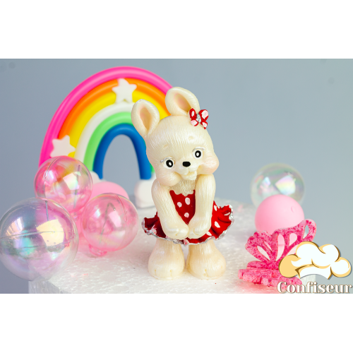 Шоколадна статуетка "Зайка білий у червоному платтячку"