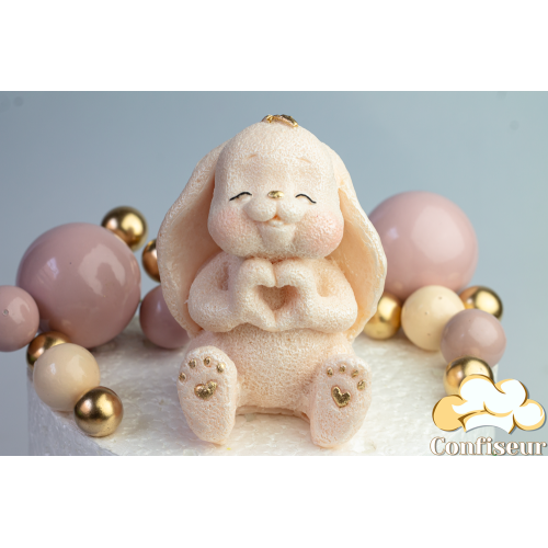 Шоколадна статуетка "Зайка Лайк" персиковий з золотом