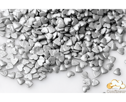 Sugar hearts silver 4 mm (75 grams)