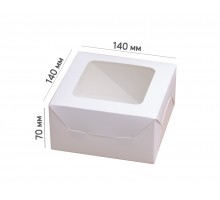 The packaging is white with a window of 140*140*70 mm