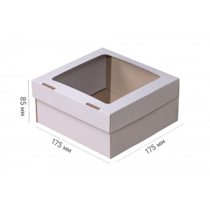 Box for cake, cheesecake, pie 175*175*85 white with window