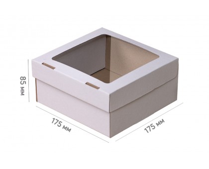 Box for cake, cheesecake, pie 175*175*85 white with window