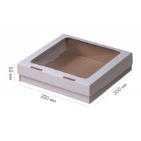 Коробка 200*200*50 белая с окошком