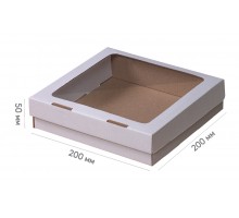 Коробка 200*200*50 белая с окошком