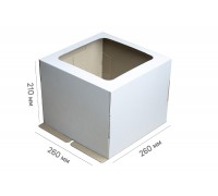 Коробка для торта 260*260*210 біла з вікном