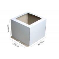 Коробка для торта 260*260*210 біла з вікном