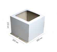 Коробка для торта 260*260*210 белая с окном