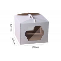 Коробка для торта 400*400*300 белая с окном