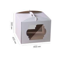 Коробка для торта 400*400*300 біла з вікном