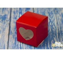 Box for 1 cupcake "Red" with a window