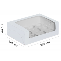 Cupcake box - White with window (for 12 pcs.) 330*245*110 mm