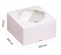 Бокс під капкейки - Білий з віконцем (на 4 шт.) 200*200*110 мм