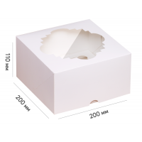 Box for cupcakes - White with window (4 PCs.) 200*200*105 мм