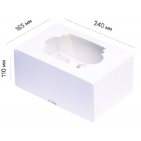 Box for cupcakes - White with window (6 PCs.) 240*165*110 mm