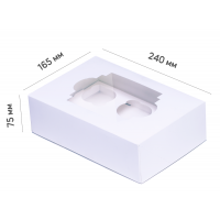 Box for cupcakes - White with window (6 PCs.) 240*165*75 mm