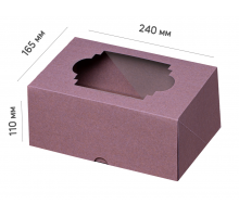 Box for cupcakes - Kraft with a window (for 6 pcs.) 240*165*110 mm