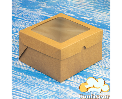 Packaging for bento cake, kraft cupcakes with a window 160*160*90 mm