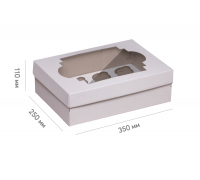 Коробка для 12 капкейков 350*250*110 белая с окном