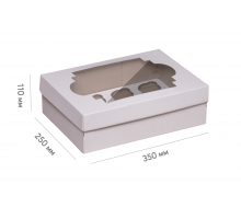 Коробка для 12 капкейків 350*250*110 біла з вікном