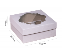 Коробка для 9 капкейков 250*250*110 белая с окном