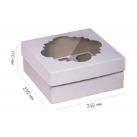 Коробка для 9 капкейков 250*250*110 белая с окном