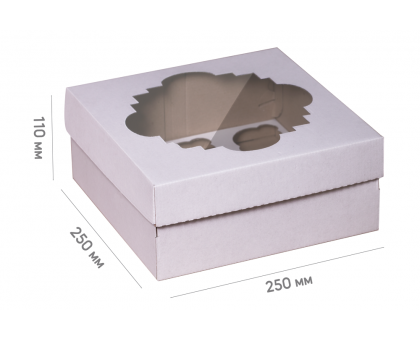 Box for 9 cupcakes 250*250*110 white with a window