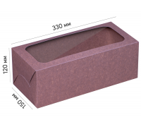 Box for meringue rolls Kraft with a window 330*150*120