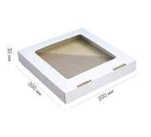 Коробка для пряників 200*200*30 мм біла з вікном