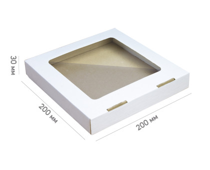 Коробка для пряників 200*200*30 мм біла з вікном