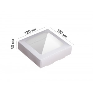 Box for gingerbread, candies 120*120*30 with window, white