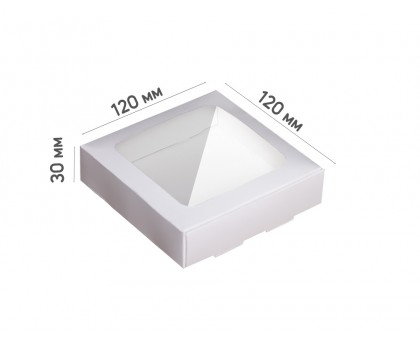 Box for gingerbread, candies 120*120*30 with window, white