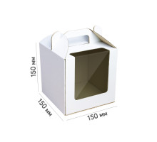 Коробка для торта 150*150*150 белая с окном