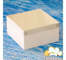Коробка для торта 200*200*105 біла з пластиковою кришкою