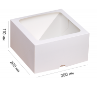 Коробка для торта 200*200*110 белая с окном