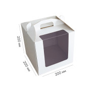 Коробка для торта 200*200*200 біла з вікном