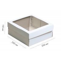 Box for cake 250*250*110 white with window