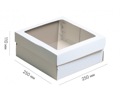 Box for cake 250*250*110 white with window
