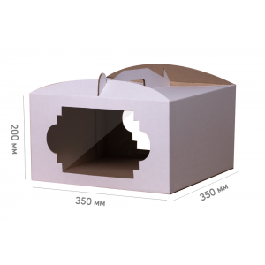 Коробка для торта 350*350*200 белая с окном