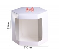 Коробка шестикутна 230*230*200 біла з вікном
