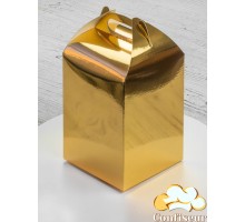 Подарункова бонбоньєрка Золота (для пирогів, тортів, мафінів, пасок) 120*120*162 мм