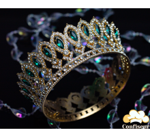 Корона для торта "Королева" d 15см Золото/Зелена