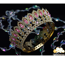 Корона для торта "Королева" d 15см Золото/Рожева