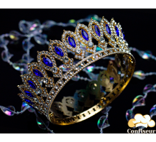 Корона для торта "Королева" d 15см Золото/Блакитна