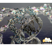 Корона для торта Метелики d 7.5см "Срібло/блакитна"