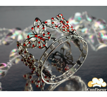 Корона для торта Метелики d 7.5см "Срібло/червона"