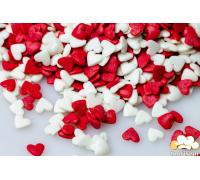 Цукрові сердечка червоно-білі 4мм (75 грам)