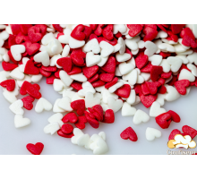 Цукрові сердечка червоно-білі 4мм (75 грам)
