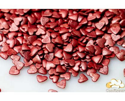 Цукрові Серця червоні перламутр (75 грам)