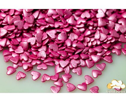 Цукрові сердечка рожеві з перламутром (75 грам)